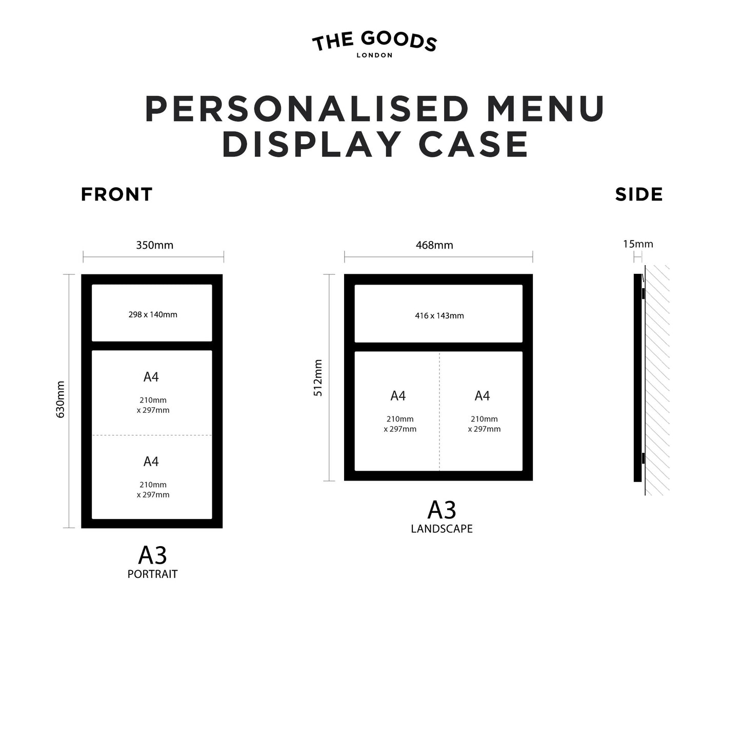 Technical drawing for branded menu cases