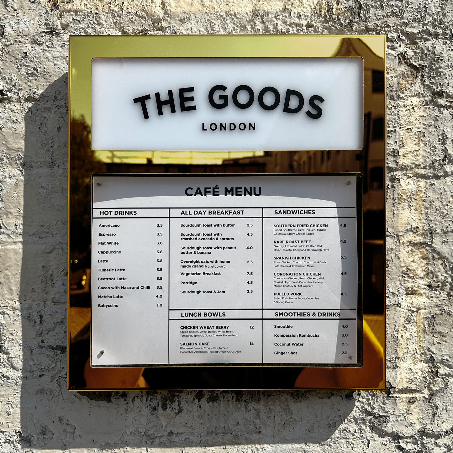 Gold Polished Stainless Steel A4 Menu Case Landscape