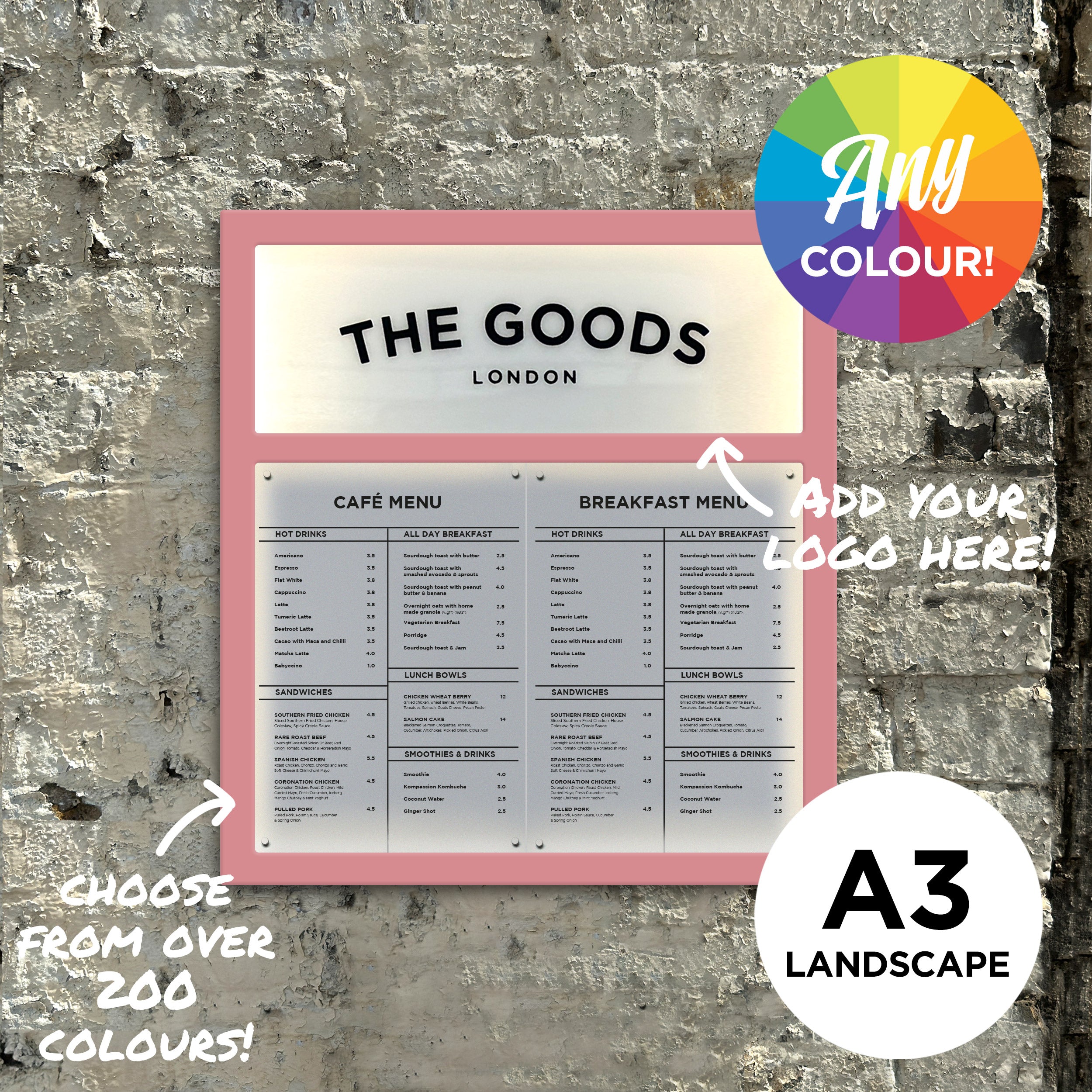 illuminated White Menu Case with your brand logo – The Goods London