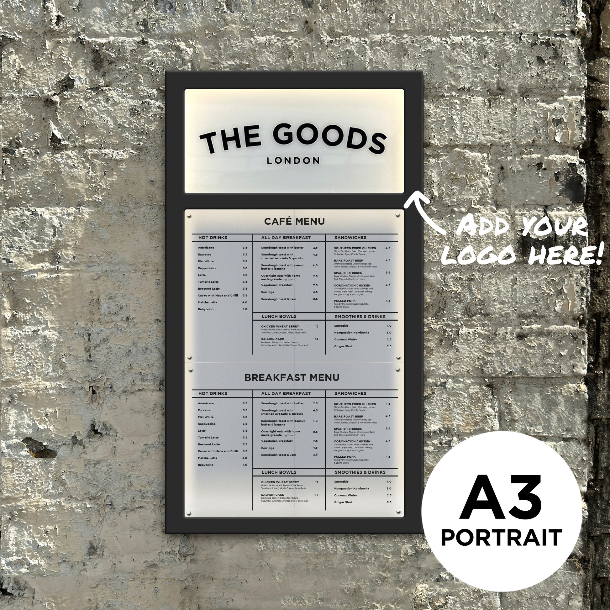 A3 portrait menu case