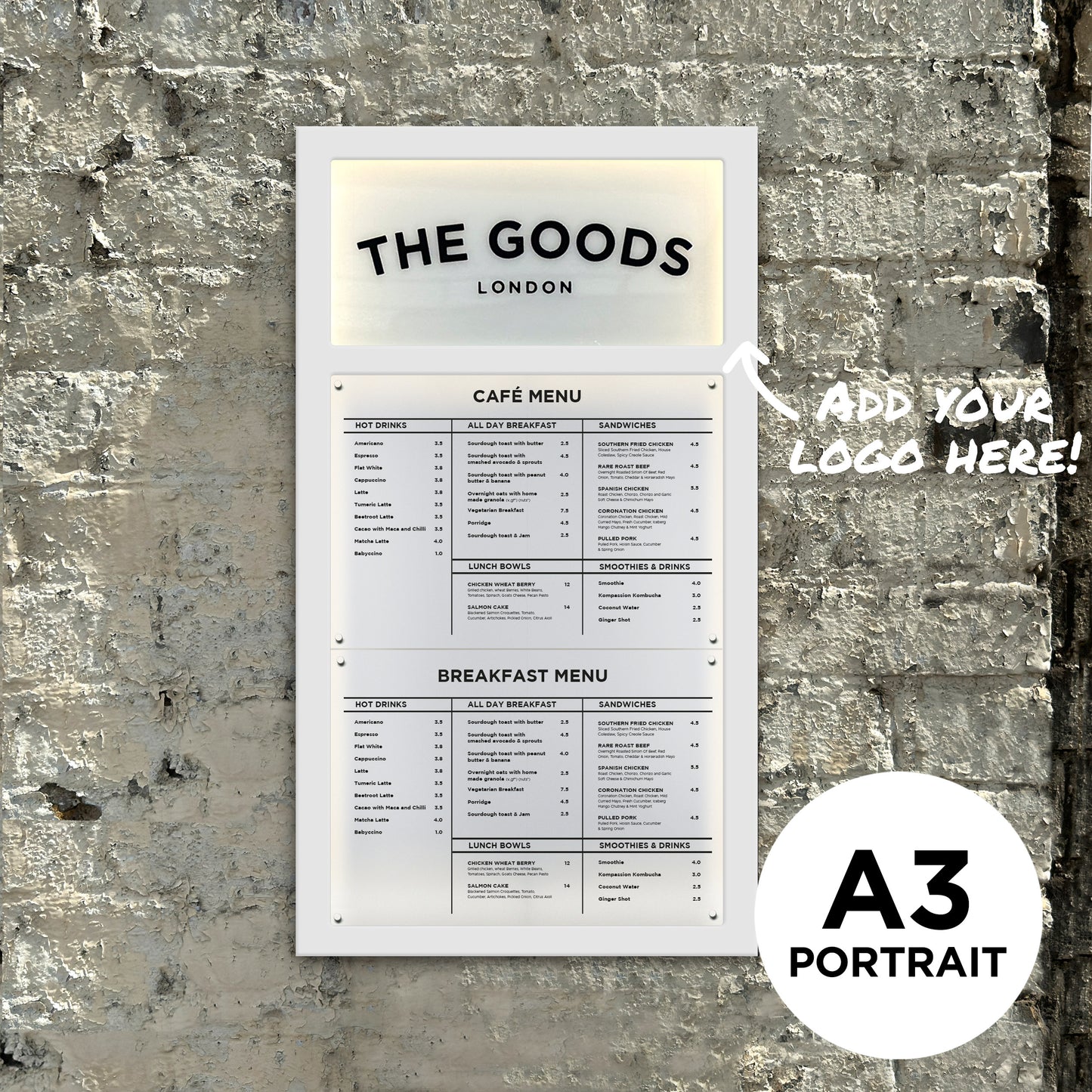 'The Streatham' - Branded White Exterior Menu Box (A3 Portrait)