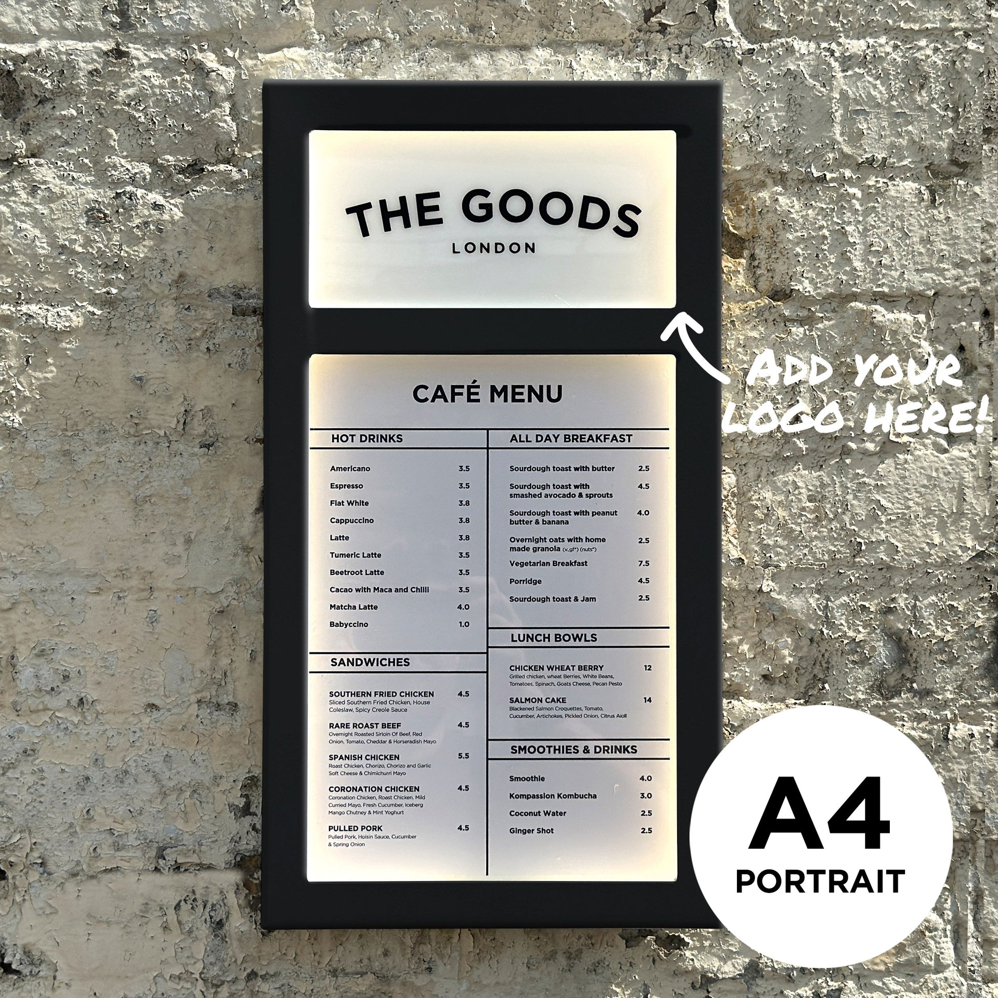 A4 Black Menu Box with logo