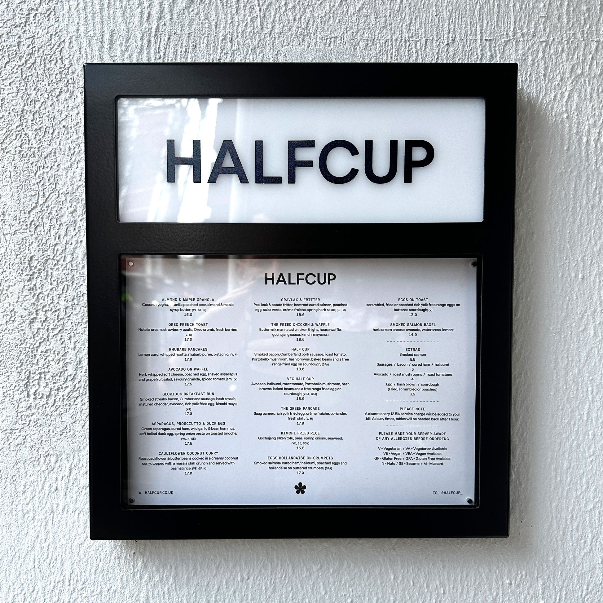 Black personalised menu box