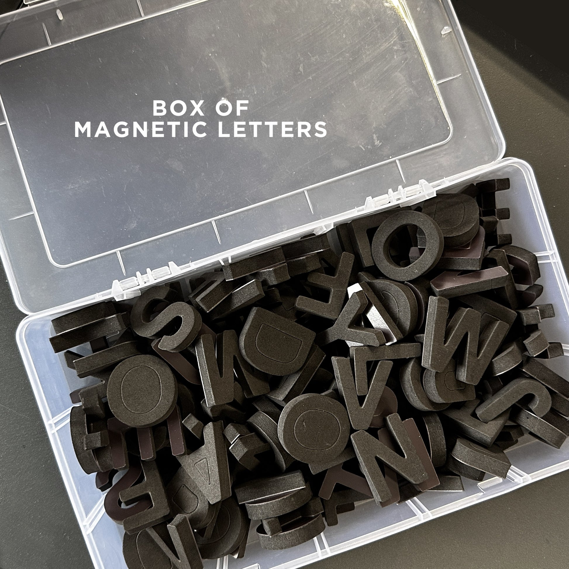 Black magnetic letters