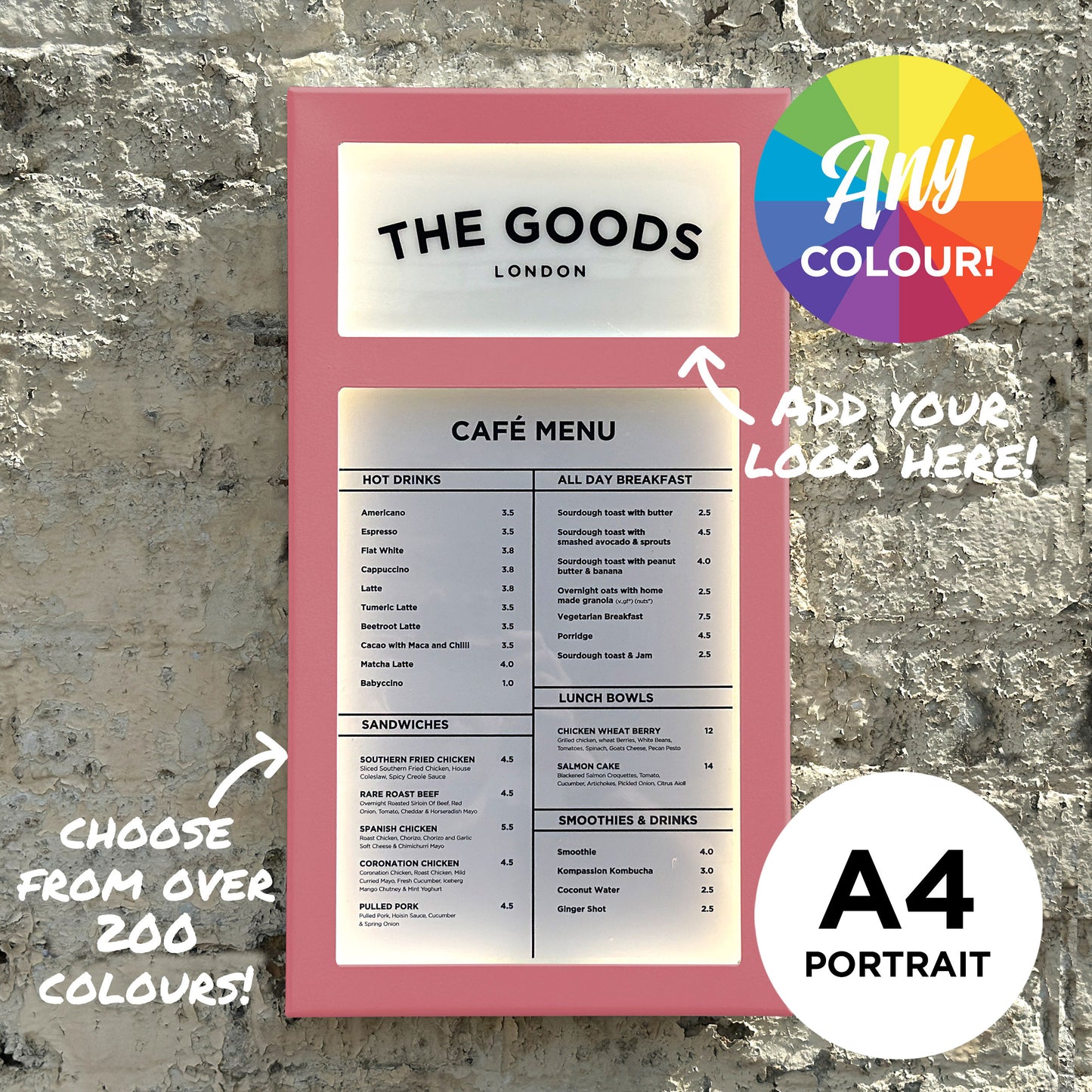 A4 Colour Menu Box with logo