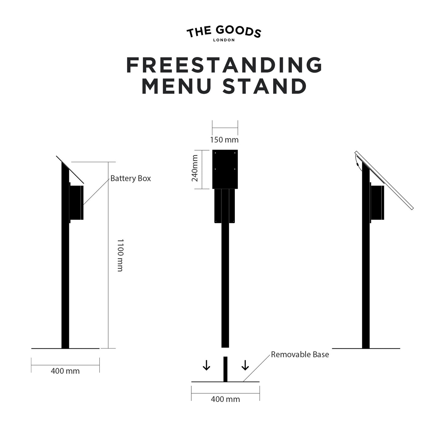 'The Streatham' - Freestanding Illuminated Exterior Menu Box (Battery Powered) Any Colour!