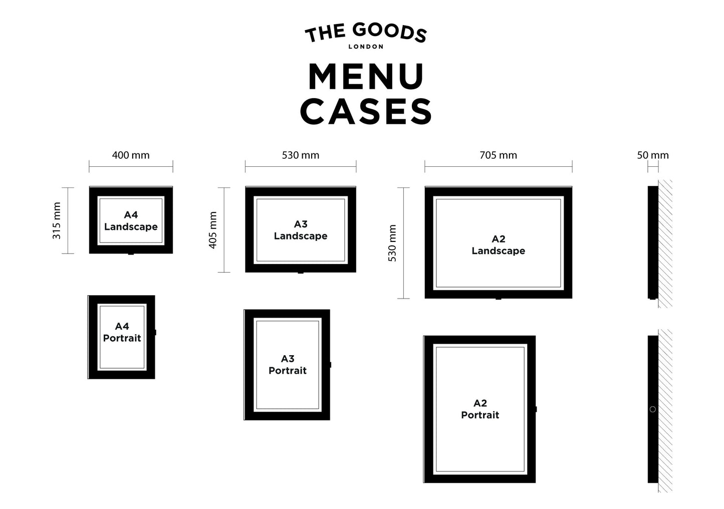 Lockable Copper Menu Case – 'The Goods' Signs London