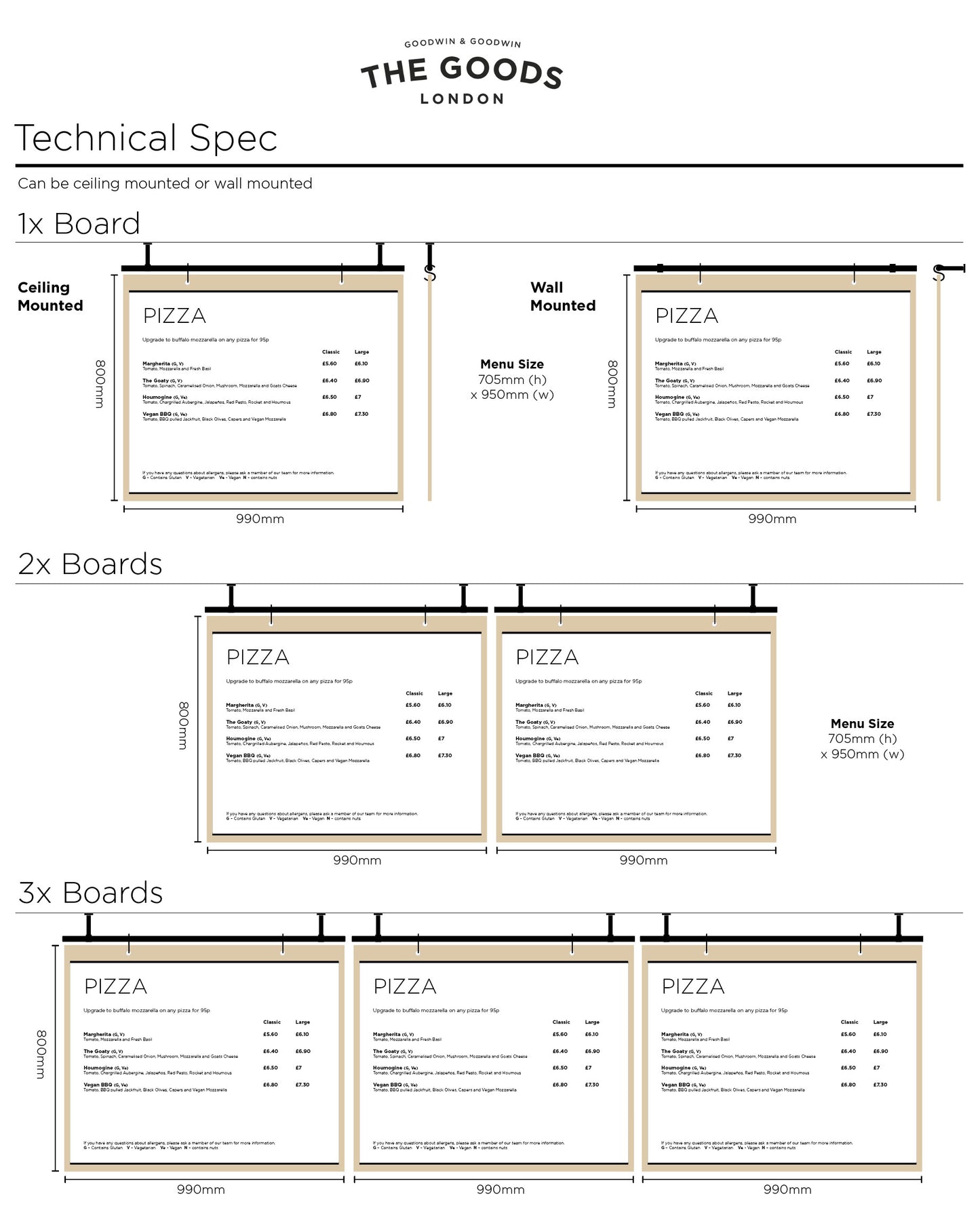 'The Barnsbury' - Industrial Hanging Café Menu Display