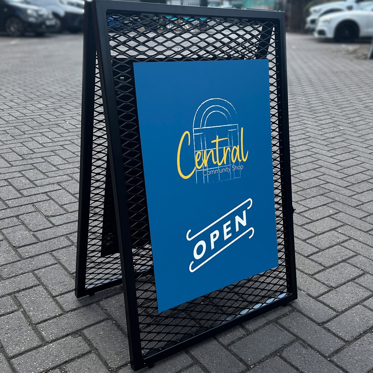 Black mesh A Board Sign