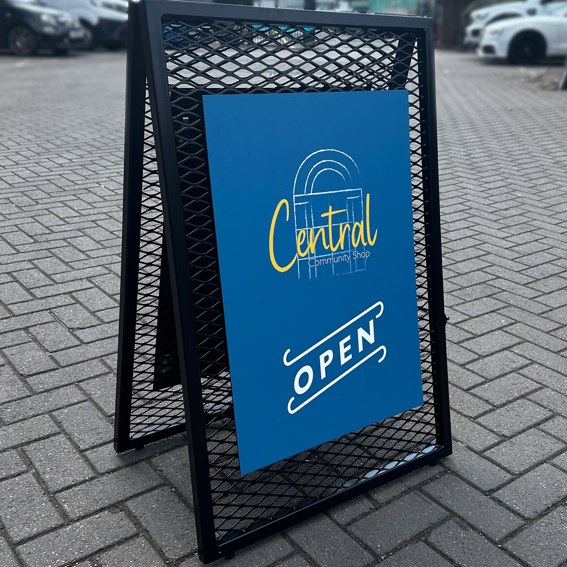 Black mesh A Board Sign