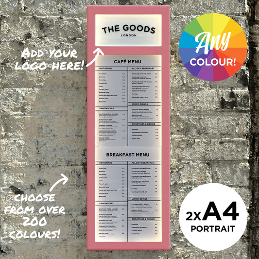 2x A4 Portrait Colour Menu Box with logo