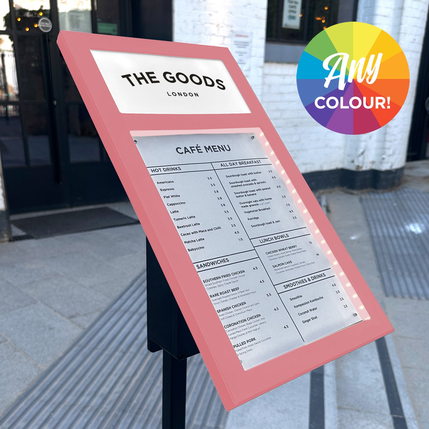 'The Streatham' - Freestanding Illuminated Exterior Menu Box (Battery Powered) Any Colour!