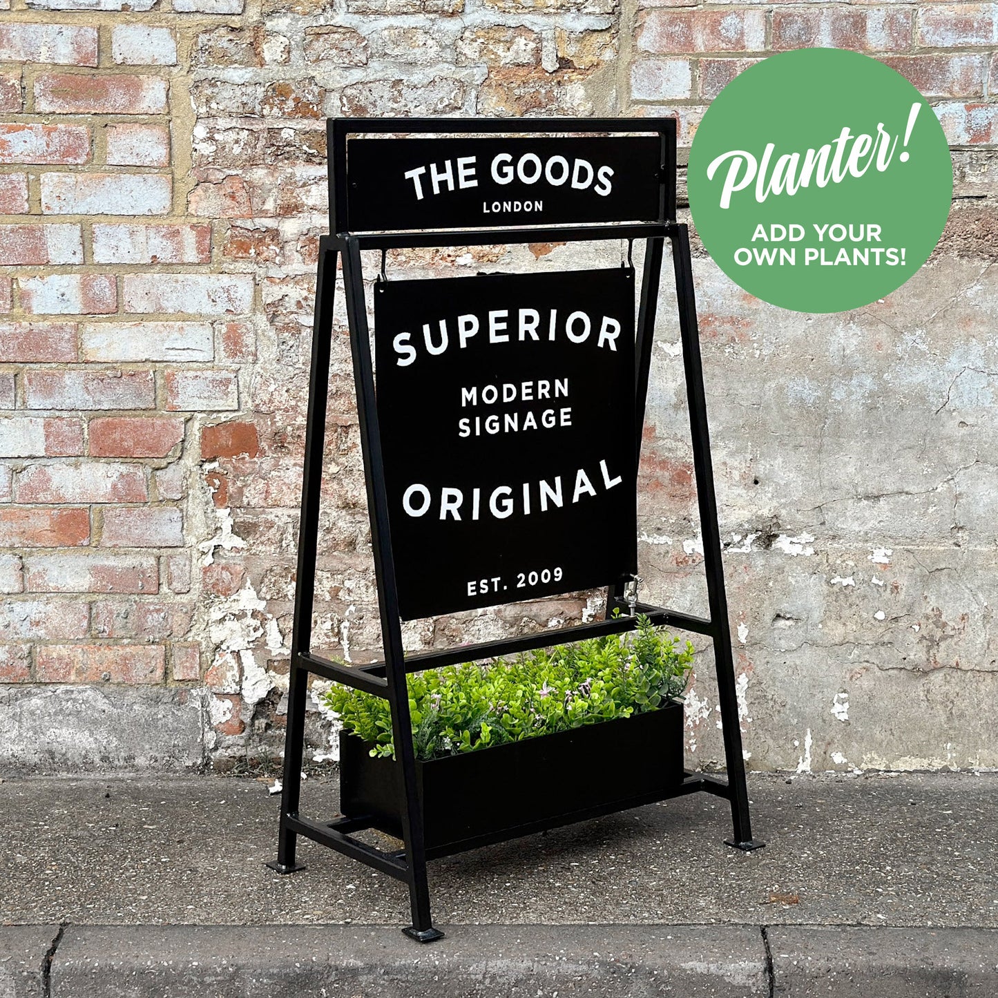 Planter pavement sign