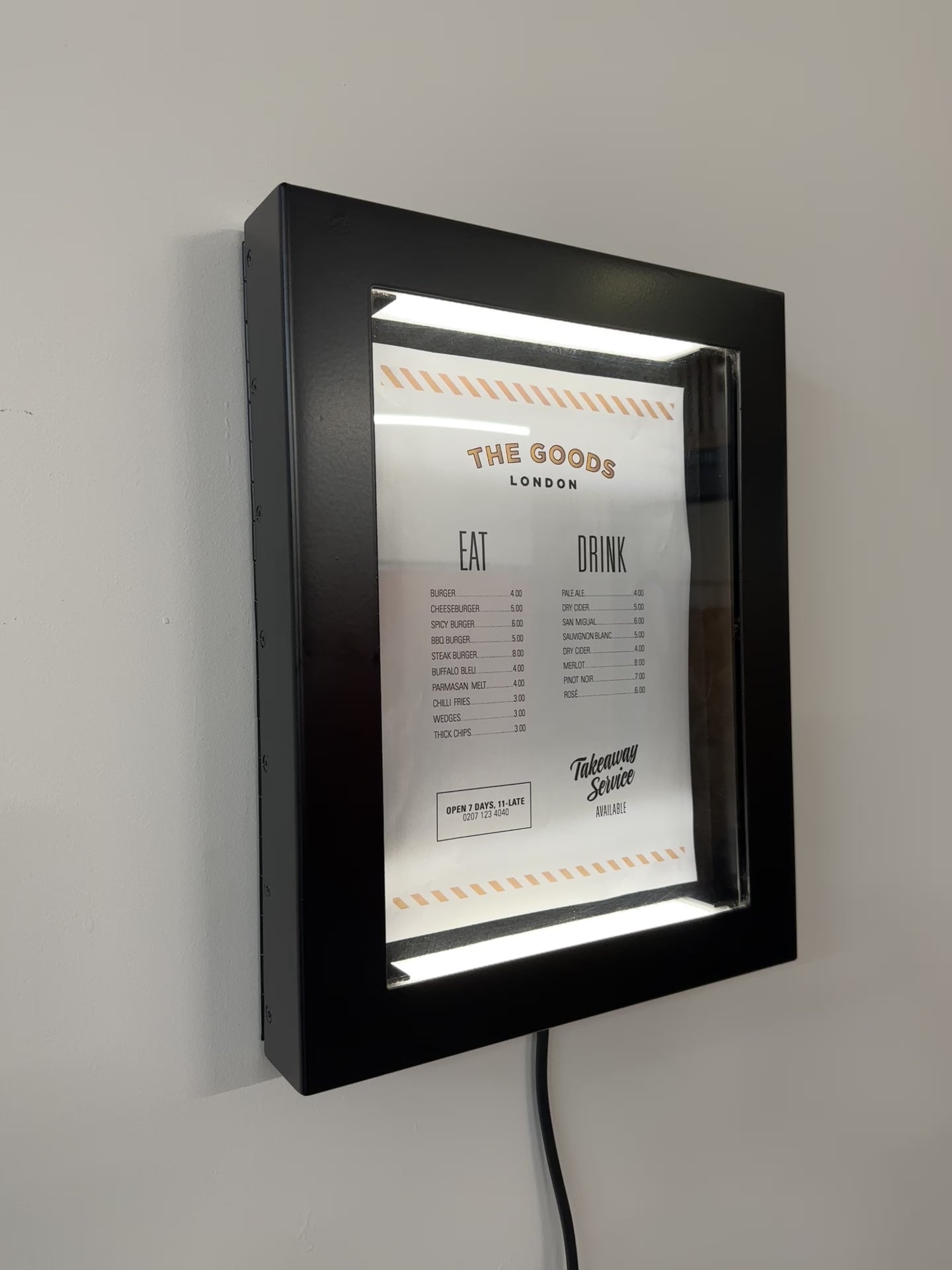 Black Menu Display Case