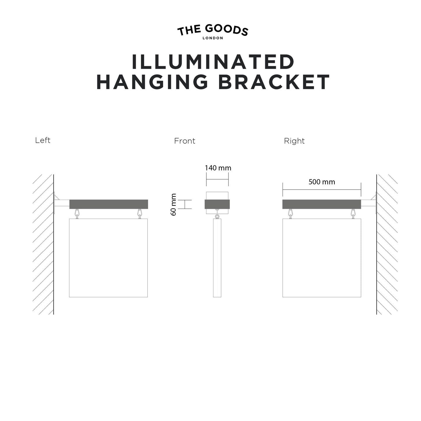 'The Kew' - Minimalist Illuminated Hanging/Projecting Sign