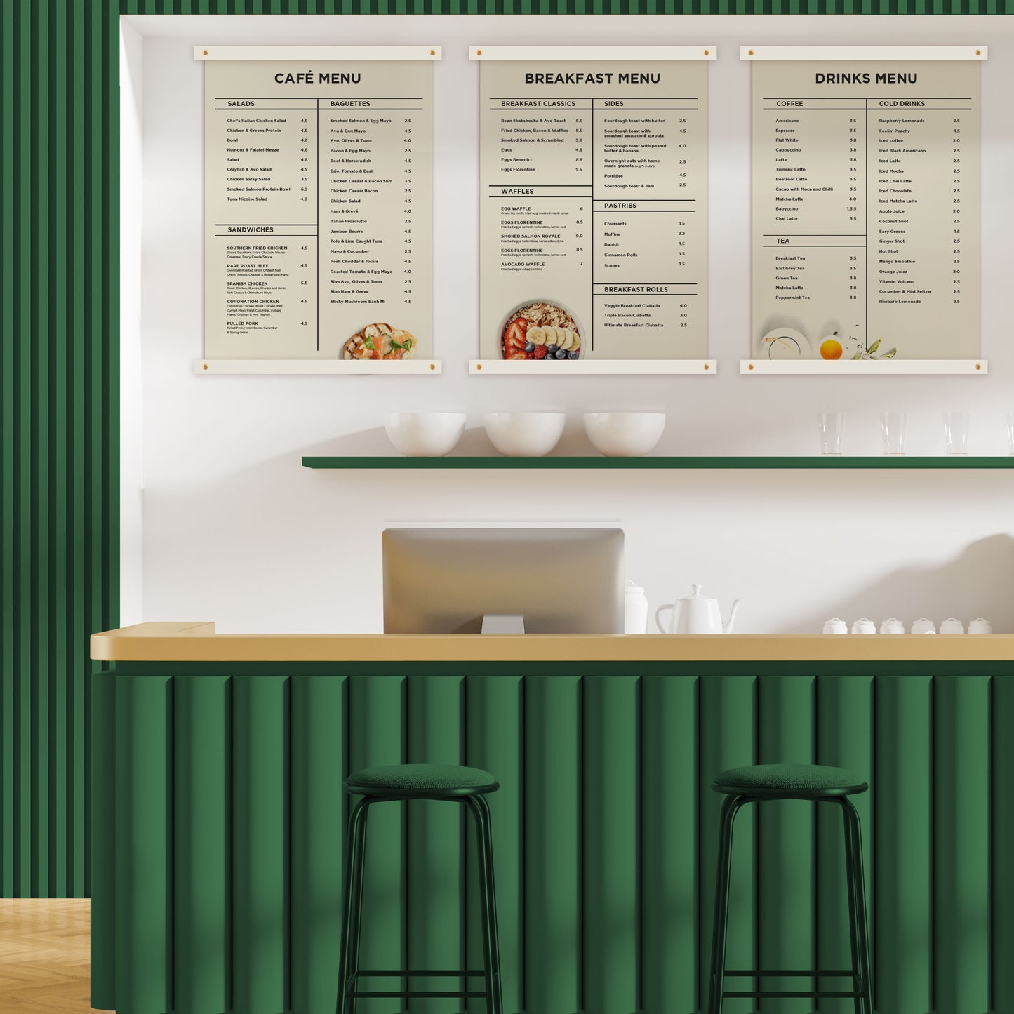 Wall mounted Cafe Menu Boards