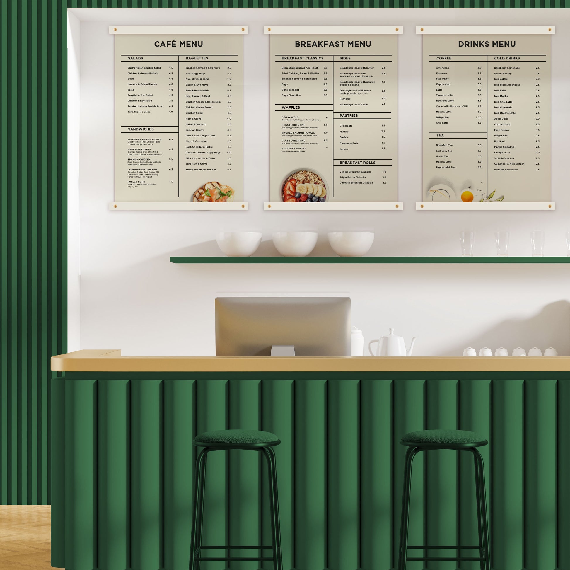 Wall mounted Cafe Menu Boards