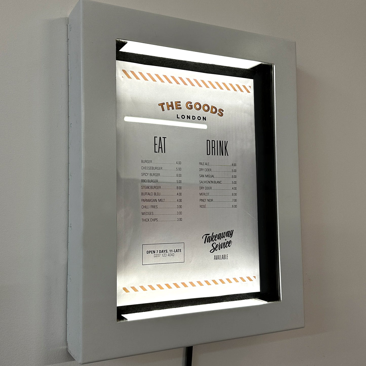 White Menu Case with lock and key