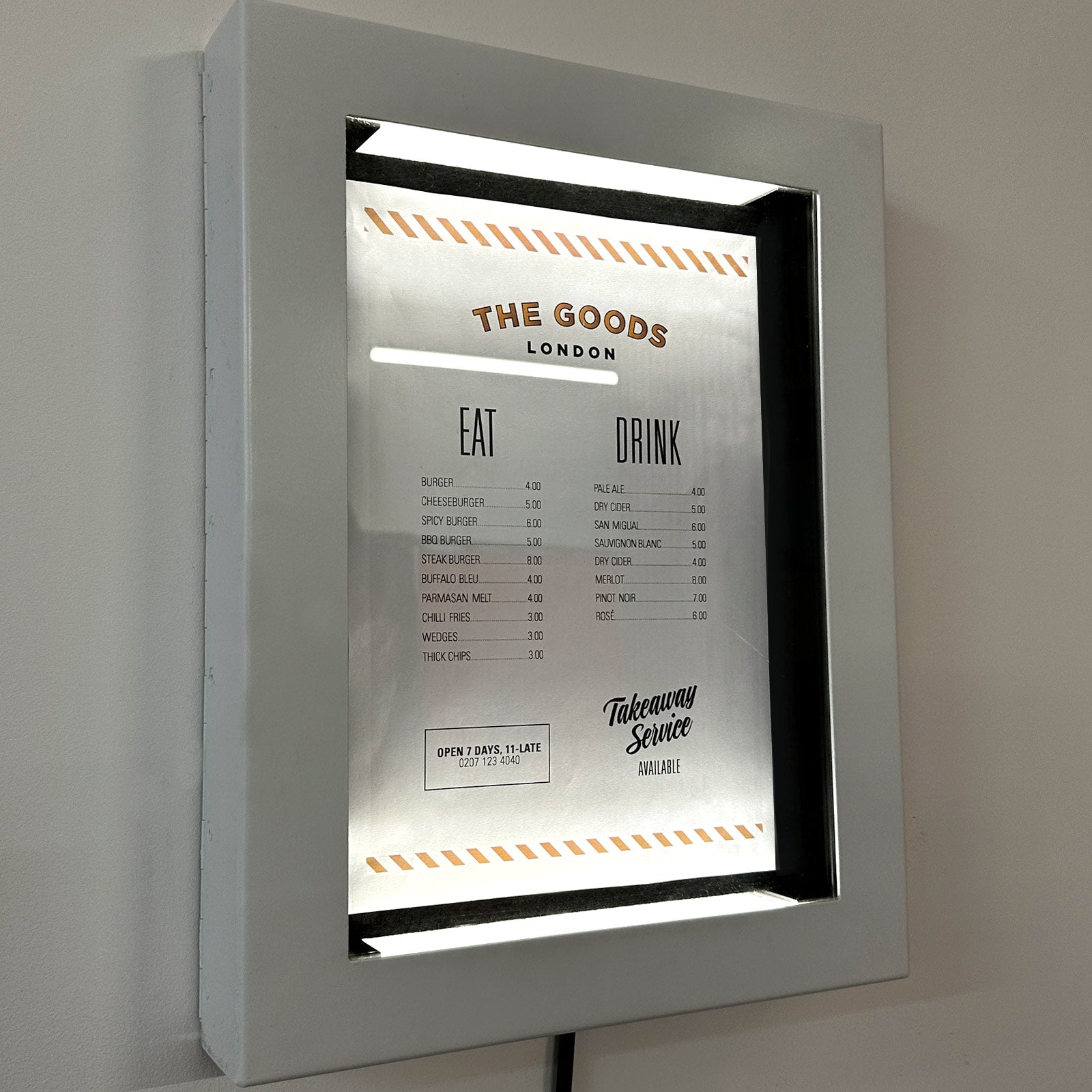 White Menu Case with lock and key