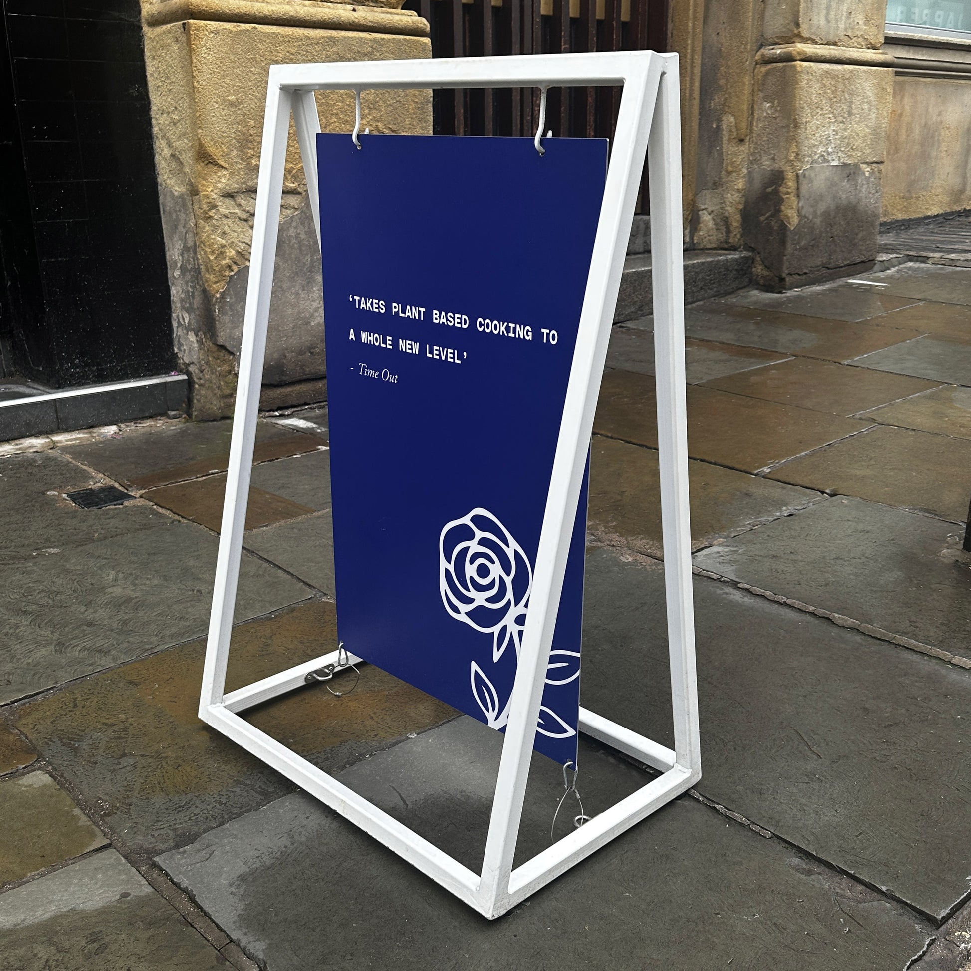 White swing A board sign