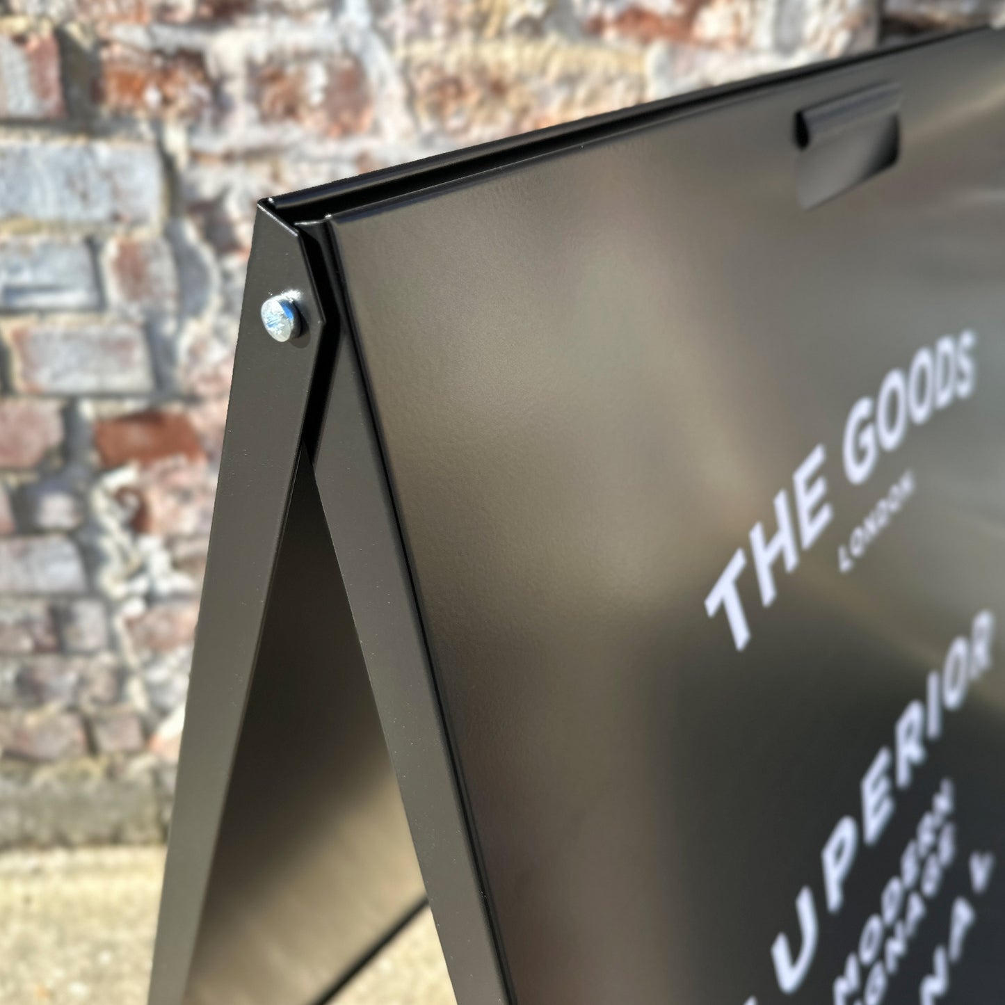 Black Metal A Board Sign Detail