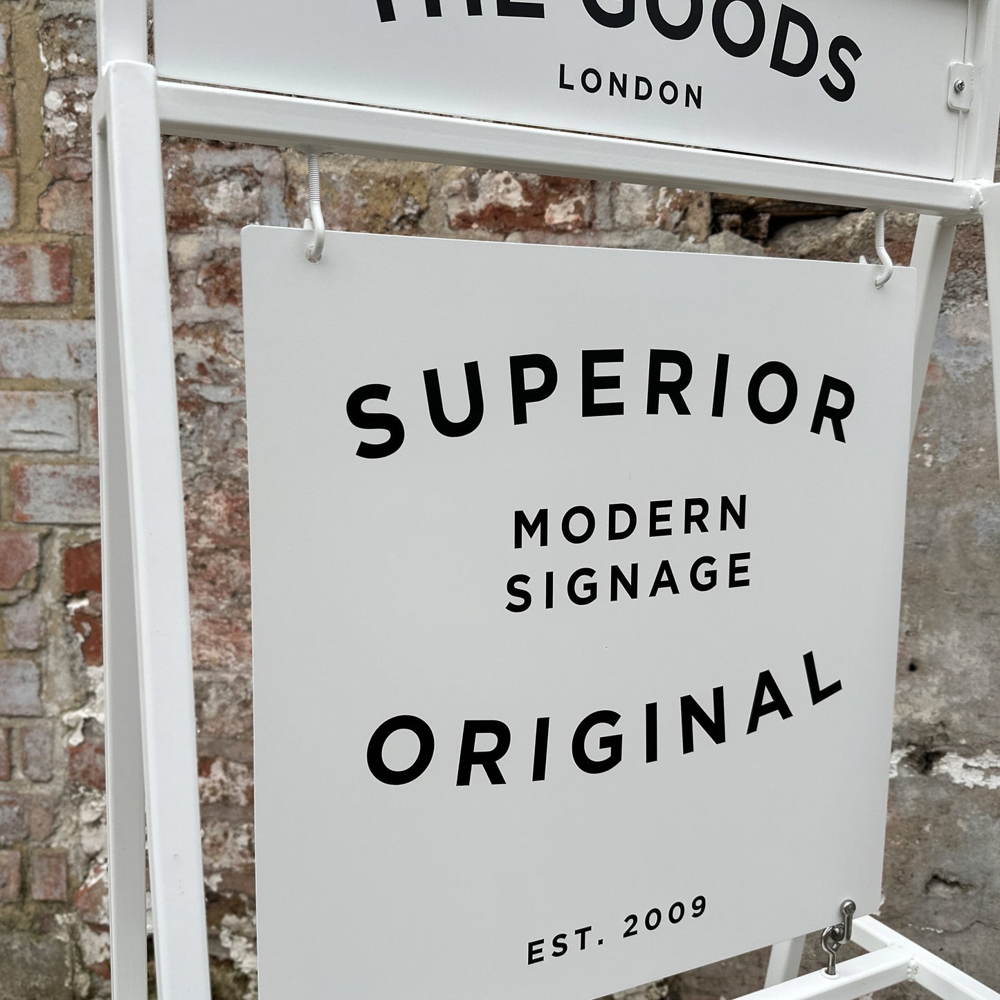 White planter A frame Sign Detail